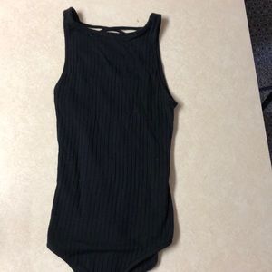 Black bodysuit with criss cross back